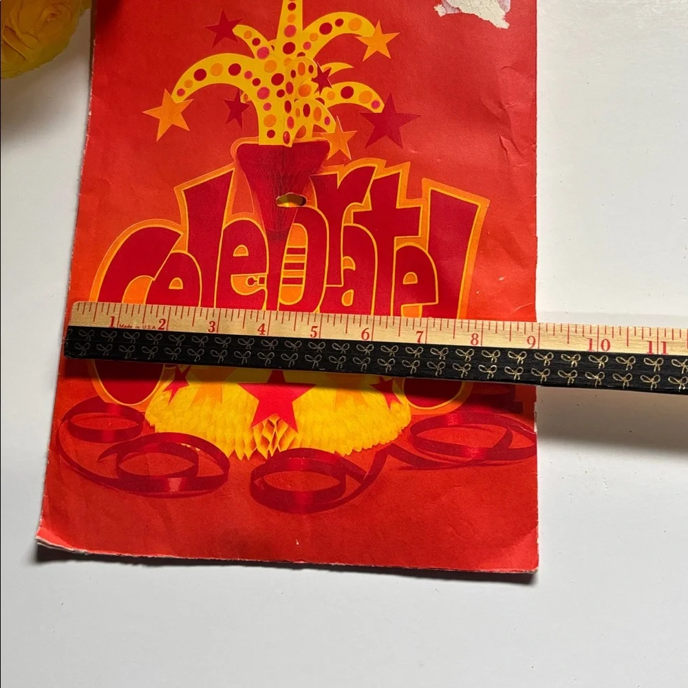 Vintage Hallmark Red and Yellow Celebrate Centerpiece 1970s Hallmark Party Decor